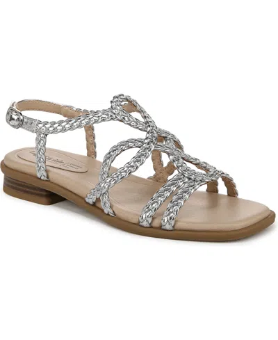 Lifestride Women's Reagan Open Square Toe Strappy Slingback Sandals In Silver Faux Leather