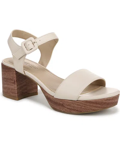 Lifestride Women's Rhythmn Platform Block Heel Sandals In Creme Beige Faux Leather
