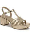 Lifestride Rio Ankle Strap Platform Sandal In Platino Gold Faux Leather