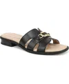 Lifestride Women's Royalty Bit Square Open Toe Slide Sandals In Black Faux Leather