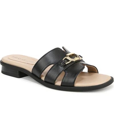 Lifestride Women's Royalty Bit Square Open Toe Slide Sandals In Black Faux Leather