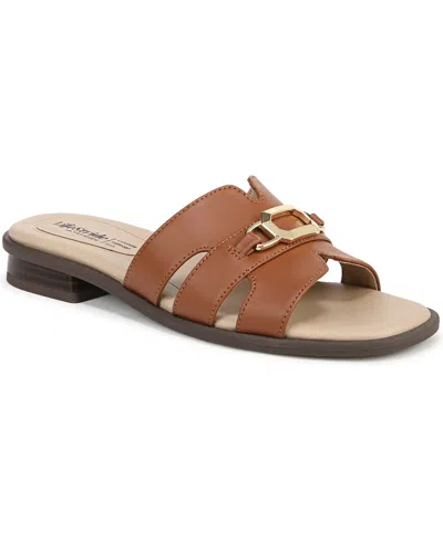 Lifestride Women's Royalty Bit Square Open Toe Slide Sandals In Tan Faux Leather
