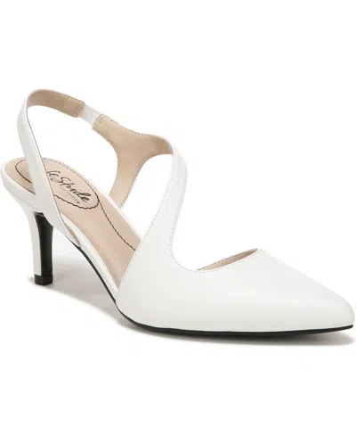 Lifestride Women's Santorini Asymmetrical Slingback Pumps In Bright White Faux Leather