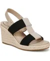 Lifestride Tallulah Espadrille Slingback Platform Wedge Sandal In Black,natural Fabric,faux Leather