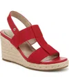 Lifestride Tallulah Espadrille Slingback Platform Wedge Sandal In Fire Red Fabric,faux Leather