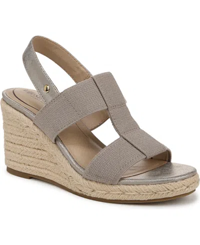 Lifestride Women's Tallulah Espadrille Wedge Sandals In Taupe Fabric,faux Leather