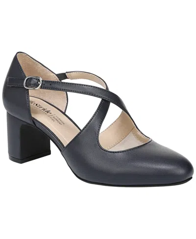 Lifestride Women's Tracy Crisscross Block Heel Pumps In Lux Navy Faux Leather