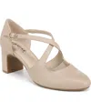 Lifestride Women's Tracy Crisscross Block Heel Pumps In Tender Taupe Faux Leather