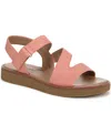 Lifestride Women's Waverly Round Open Toe Strappy Platform Sandals In Coral Pink Faux Leather