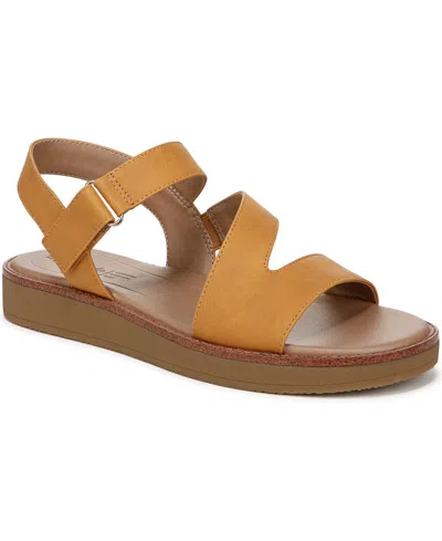 Lifestride Women's Waverly Round Open Toe Strappy Platform Sandals In Inca Gold Faux Leather