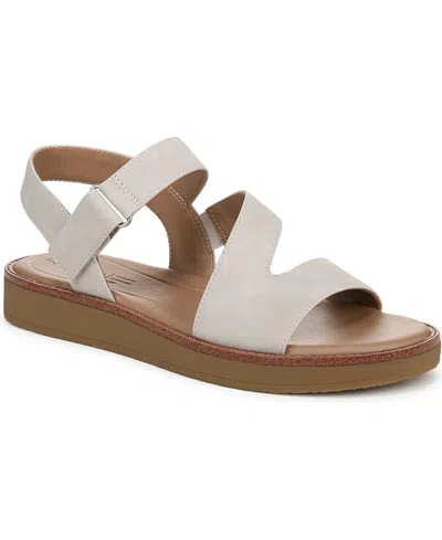 Lifestride Women's Waverly Round Open Toe Strappy Platform Sandals In Stone Beige Faux Leather