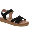 Lifestride Wren Ankle Strap Platform Sandal In Black Faux Leather