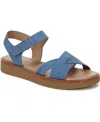 Lifestride Wren Ankle Strap Platform Sandal In Blue Faux Leather