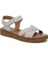 Lifestride Wren Ankle Strap Platform Sandal In Stone Faux Leather