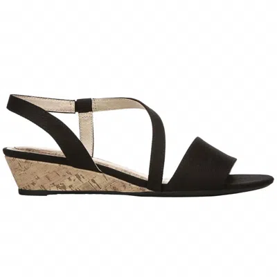 Lifestride Women's Yasmine Wedge Sandals In Black Canvas