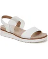 Lifestride Women's Zing Round Open Toe Wedge Slingback Sandals In Bright White Faux Leather