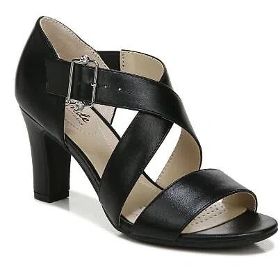 Pre-owned Lifestride Womens Carlyle Black Open Toe Heels Shoes 8.5 Medium (b,m) Bhfo 0348