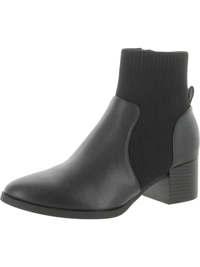 Lifestride Womens Faux Leather Dressy Ankle Boots In Black