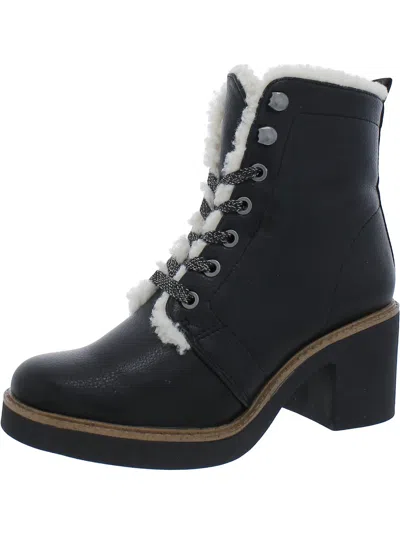 Lifestride Womens Faux Leather Faux Fur Lined Ankle Boots In Black