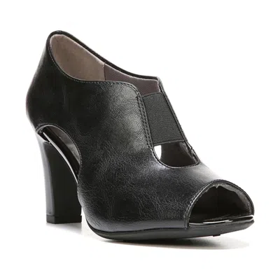 Lifestride Womens Faux Leather Round Toe Peep-toe Heels In Black