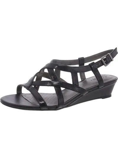 Lifestride Womens Faux Leather Slip On Gladiator Sandals In Multi