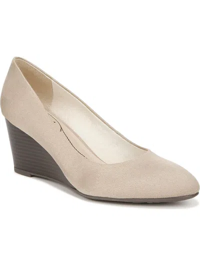 Lifestride Womens Round Toe Slip On Wedge Heels In Beige