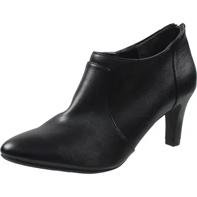 Lifestride Womens Zipper Faux Leather Ankle Boots In Black
