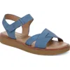Lifestride Wren Ankle Strap Platform Sandal In Blue Faux Leather