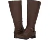 Lifestride X-felicity Riding Boots Womens Dark Tan Leather Mid-calf Lion144 In Brown