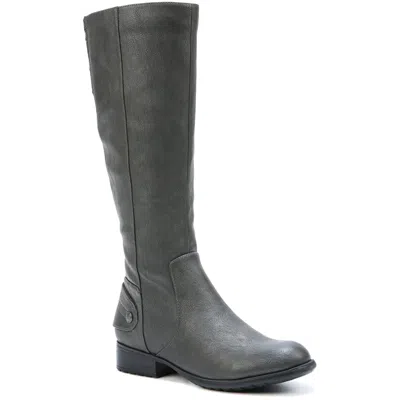 Lifestride Xandy Womens Faux Leather Wide Calf Riding Boots In Grey
