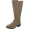 Lifestride Xtrovert Womens Faux Leather Wide Calf Riding Boots In Grey