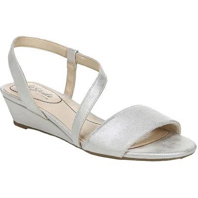 Lifestride Yasmine Strappy Wedge Sandals In Silver Faux Leather