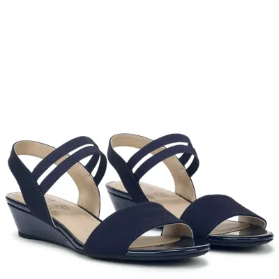 Lifestride Yolo Strappy Womens Navy Blue Slip On Wedge Heel Sandals Lion701