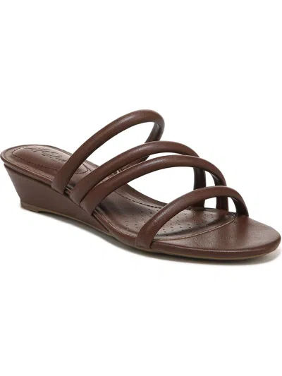 Lifestride Yours Truly Womens Open Toe Slip On Wedge Sandals In Brown