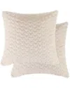 Lifestyle Brands 2-pack Belton Faux Fur Pillow 18 X 18 - Linear Off White #23 In Neutral