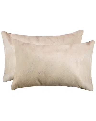 Lifestyle Brands Dnu  Set Of 2 Torino Cowhide Pillows In Brown