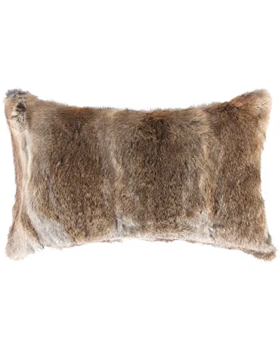 Lifestyle Brands Rabbit Fur Pillow In Brown
