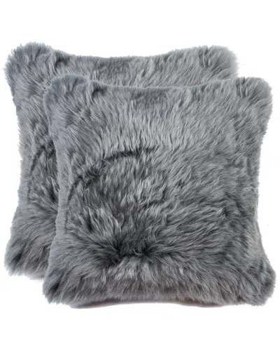 Lifestyle Brands Set Of 2 New Zealand Sheepskin Pillows In Gray