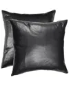 Lifestyle Brands Set Of 2 Sienna Leather Pillows In Black