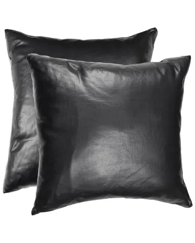 Lifestyle Brands Set Of 2 Sienna Leather Pillows In Black
