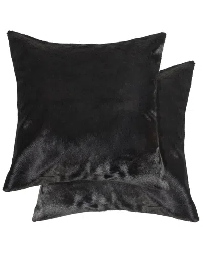 Lifestyle Brands Set Of 2 Torino Cowhide Pillows In Black