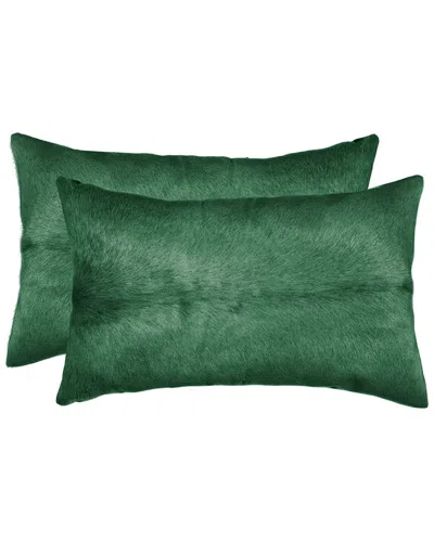 Lifestyle Brands Set Of 2 Torino Cowhide Pillows In Green