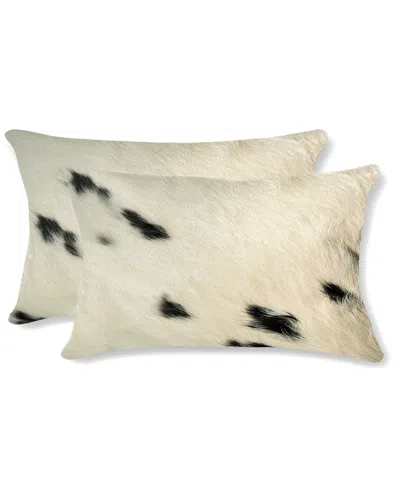 Lifestyle Brands Set Of 2 Torino Kobe Cowhide Pillows In White