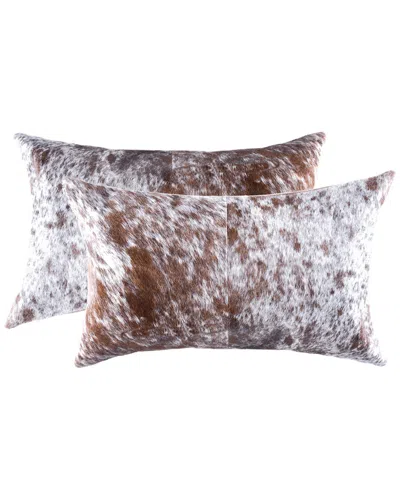 Lifestyle Brands Set Of 2 Torino Kobe Cowhide Pillows In Brown