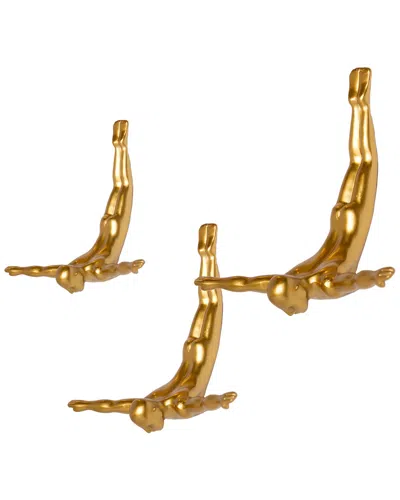 Lifestyle Brands Set Of 3 Divers Wall Art In Gold