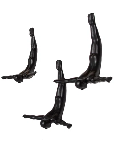 Lifestyle Brands Set Of 3 Divers Wall Decor In Black