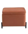Lifestyle Solutions 24" Velvet Kyoto Small Storage Ottoman In Brown