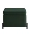 Lifestyle Solutions 24" Velvet Kyoto Small Storage Ottoman In Green