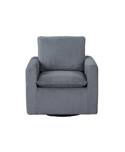 Lifestyle Solutions 32.7" Sherpa Graham Swivel Accent Chair In Charcoal