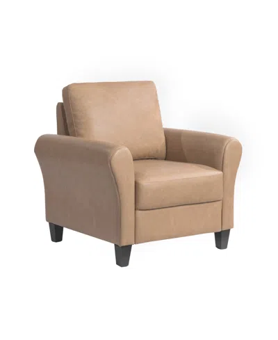 Lifestyle Solutions 35.4" W Faux Leather Wilshire Chair With Rolled Arms In Light Brown